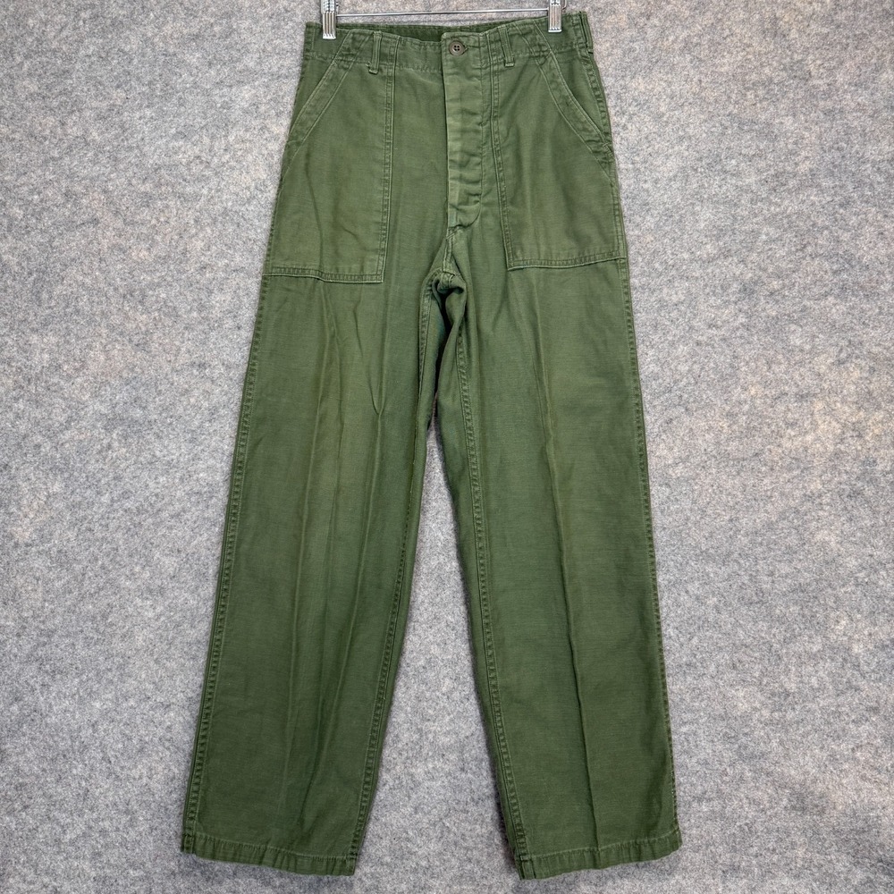 VTG US Army OG-107 Baker Fatigue Pants 27x30 Rare Type 1 Vietnam‎ War Era 60s